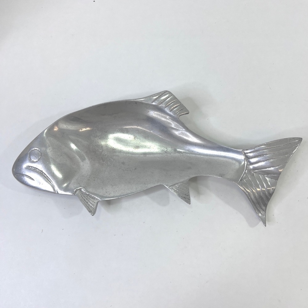 Large Aluminum Trout Fish Platter Tray Coastal Nautical Decor 14.5 Inch